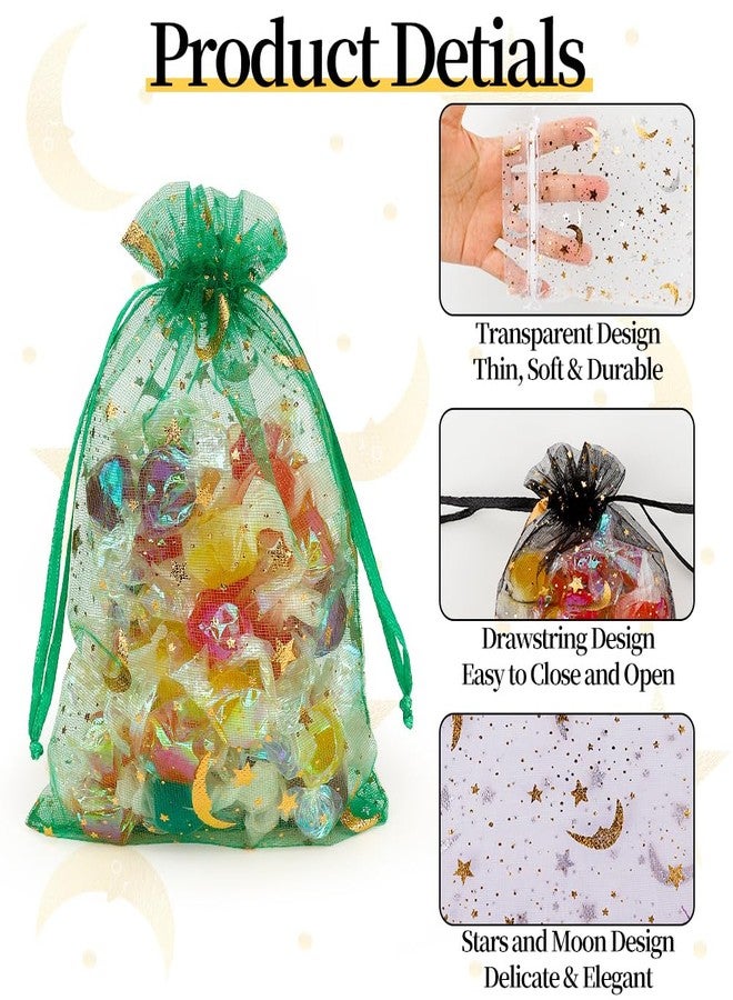KQNBI Moon Star Organza Bags 4x6 Small Mesh Bag Drawstring 50 Pcs Mesh Gift Bags Drawstring Pouch Jewelry Pouches Bulk Wedding Favor Bag Gift Pouch for Candy Make up Soaps Birthday Festival Party Supplies - Image 4